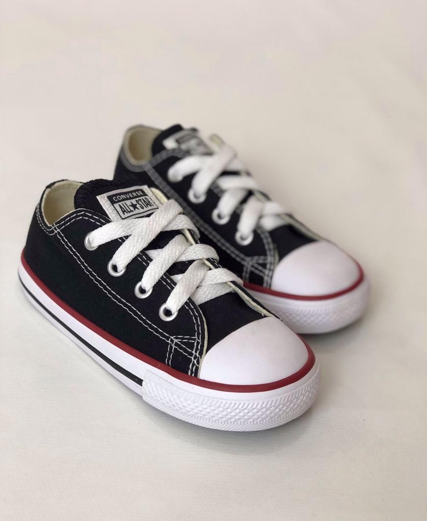 All Star Converse Chuck Taylor Kids Ox Preto e Vermelho - Espaco Tenis