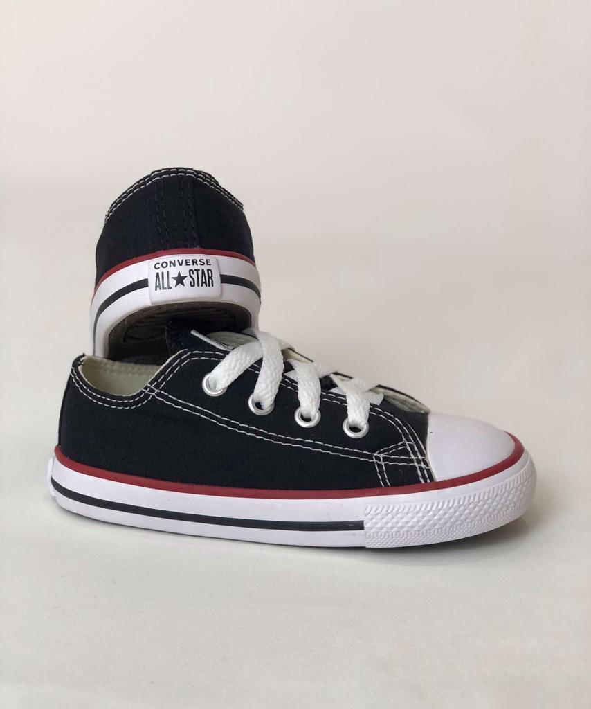 All Star Converse Chuck Taylor Kids Ox Preto e Vermelho - Espaco Tenis